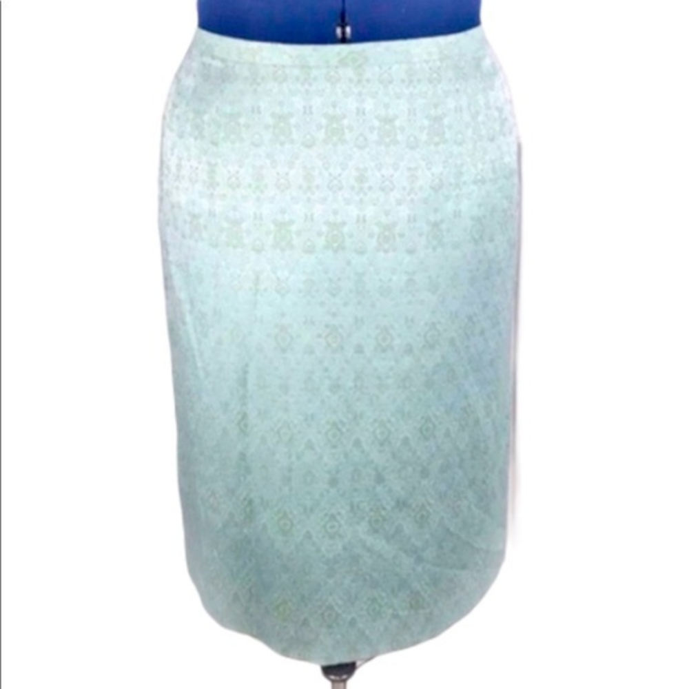 Maggie McNaughton 18W Women’s plus-size sea‎ foam floral brocade pencil skirt